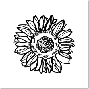 minimal sunflower, black and white plant artwork Posters and Art